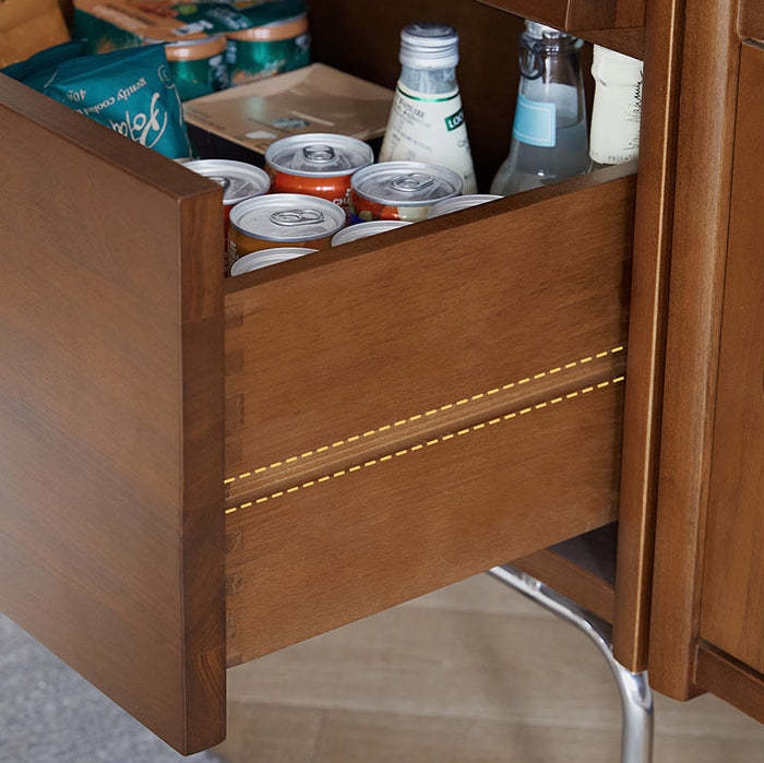 Vintage Pine Glass Stainless Steel 3-Tier Side Table