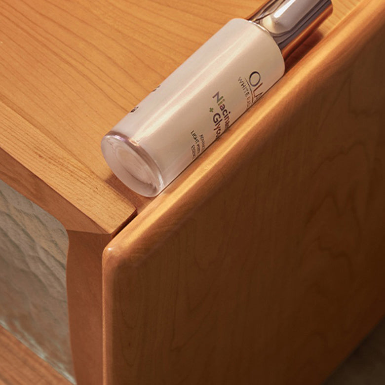 Scandinavian Wood Glass Rounded 2-Drawer Nightstand