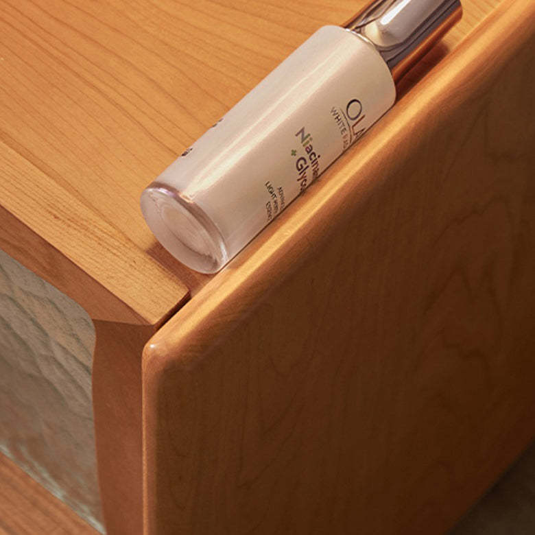 Scandinavian Wood Glass Rounded 2-Drawer Nightstand