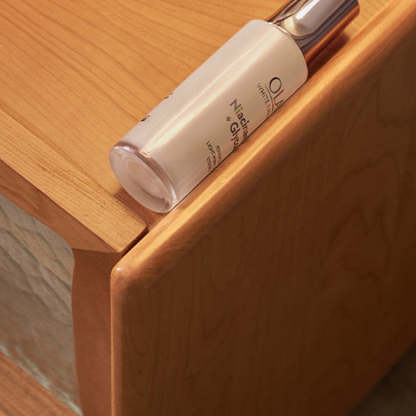 Scandinavian Wood Glass Rounded 2-Drawer Nightstand