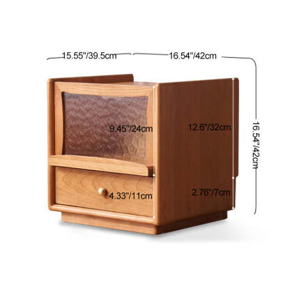 Scandinavian Wood Glass Rounded 2-Drawer Nightstand