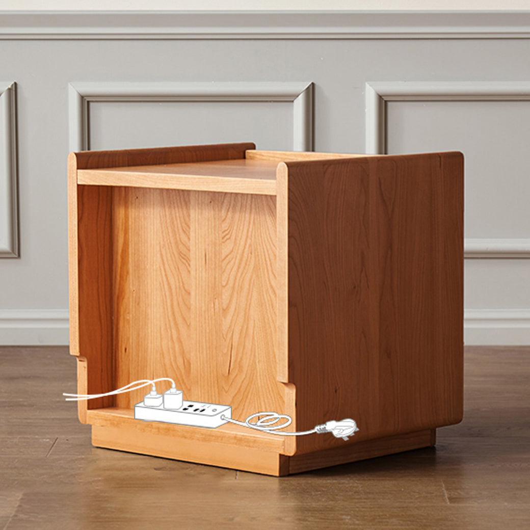 Scandinavian Wood Glass Rounded 2-Drawer Nightstand
