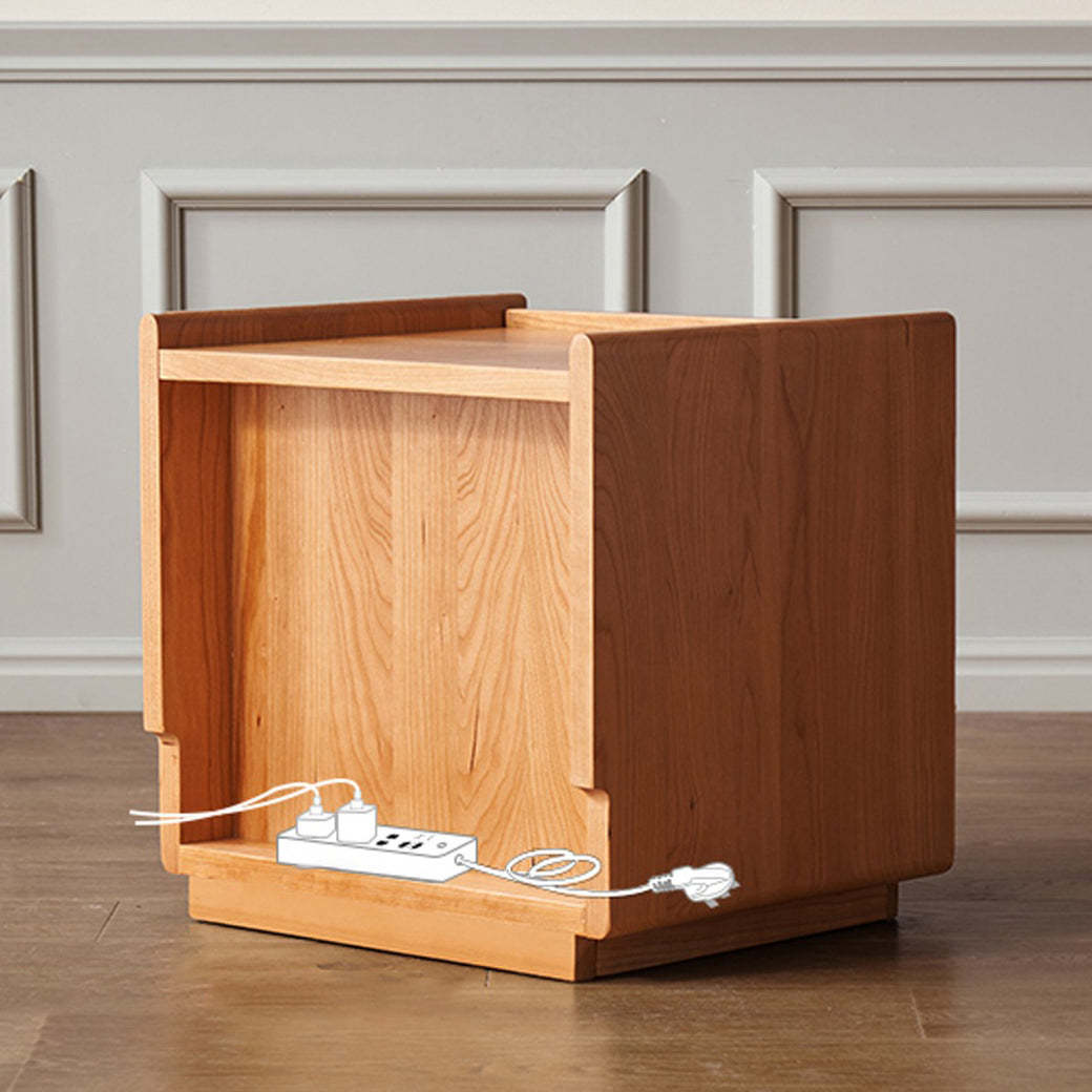 Scandinavian Wood Glass Rounded 2-Drawer Nightstand