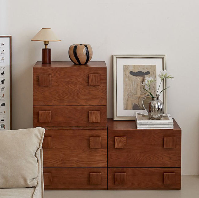 Vintage Wood 2-Drawer Side Table