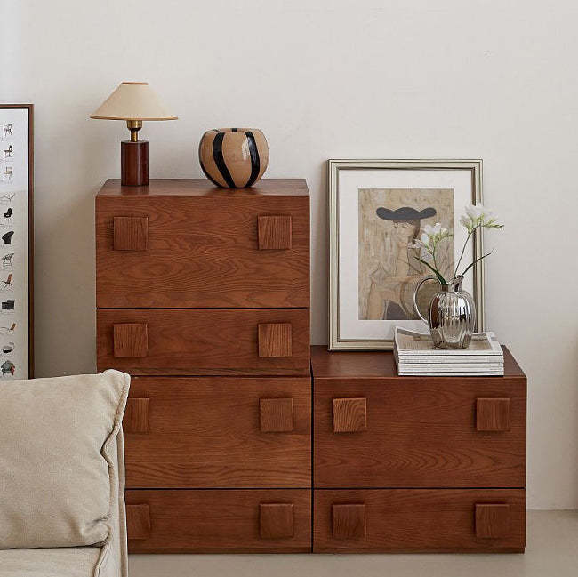 Vintage Wood 2-Drawer Side Table