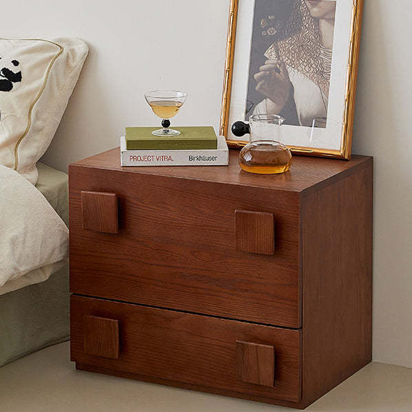 Vintage Wood 2-Drawer Side Table — Black