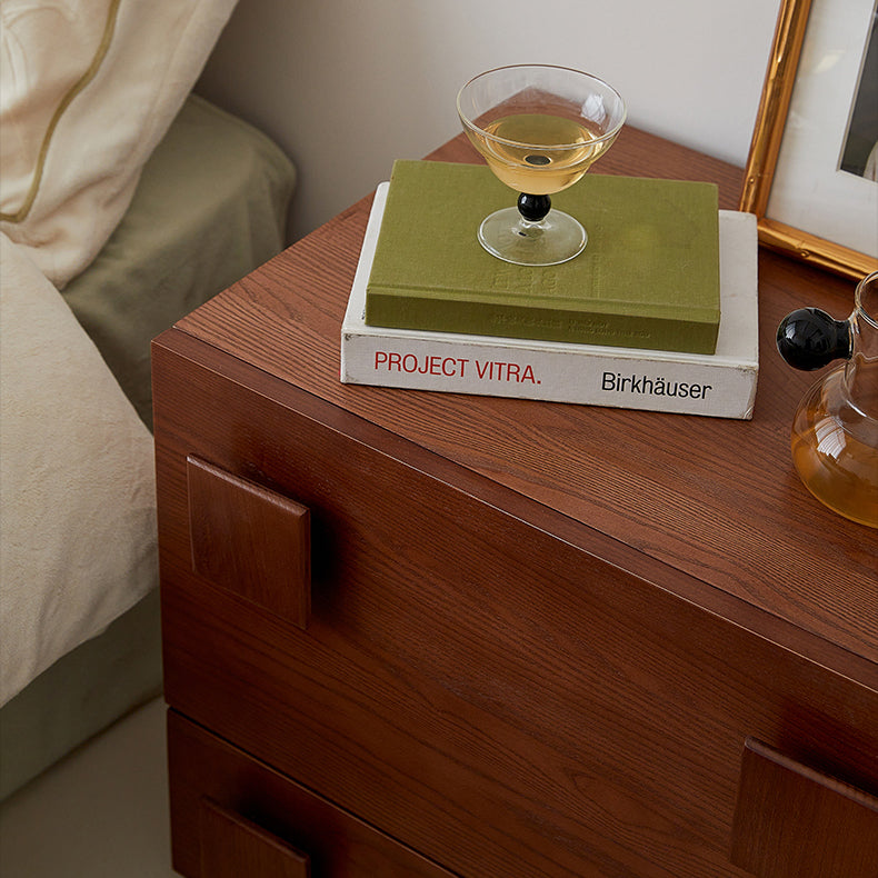 Vintage Wood 2-Drawer Side Table
