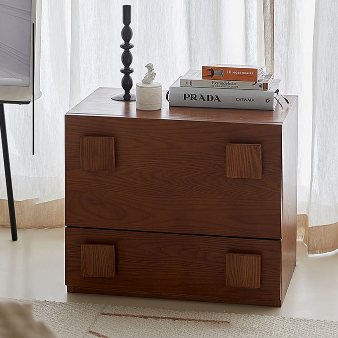 Vintage Wood 2-Drawer Side Table