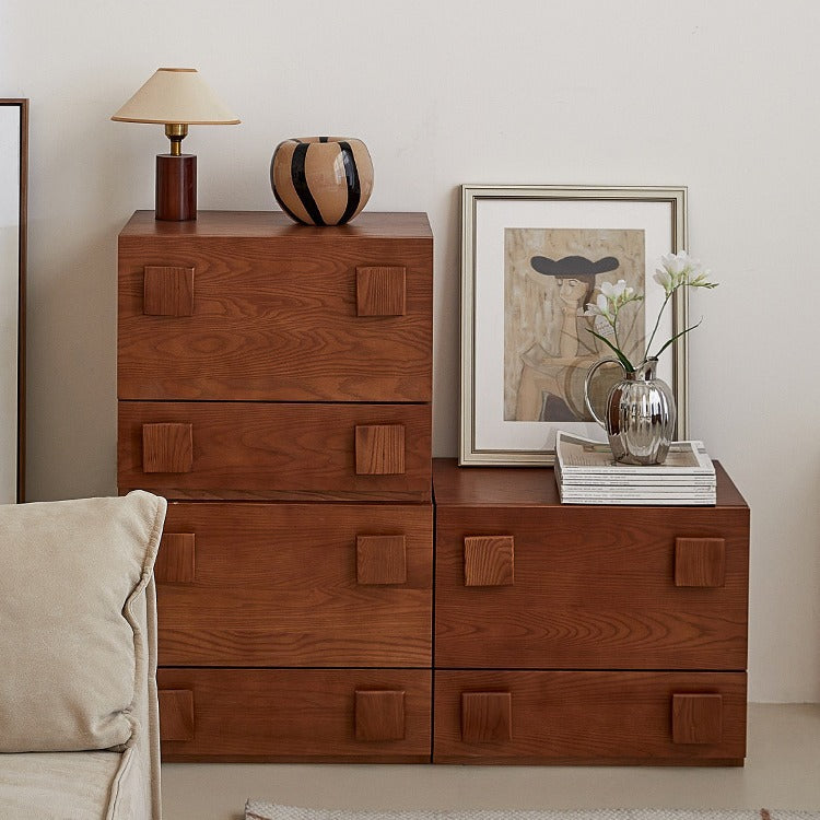 Vintage Wood 2-Drawer Side Table