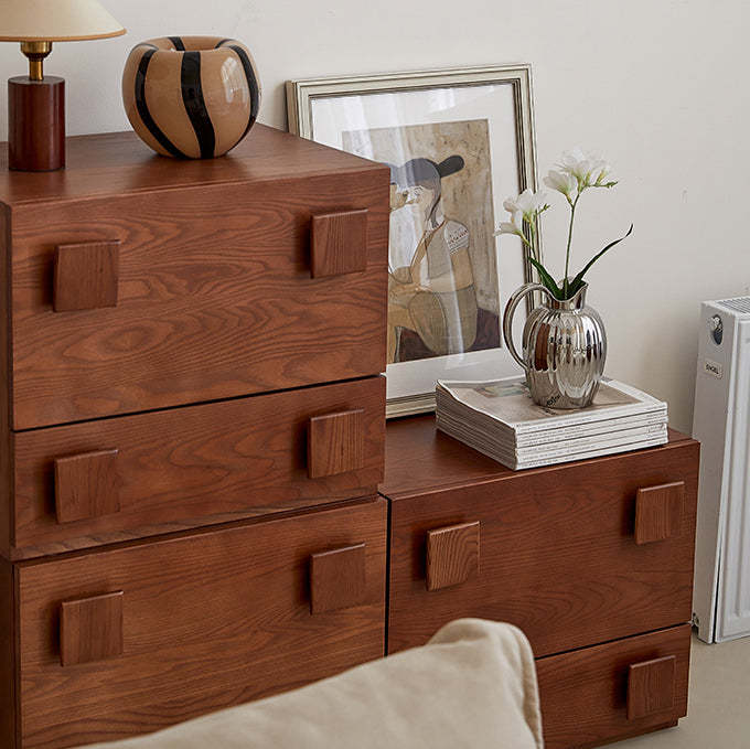 Vintage Wood 2-Drawer Side Table