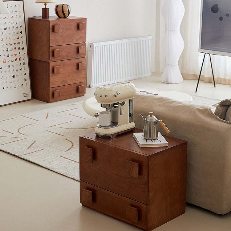 Vintage Wood 2-Drawer Side Table