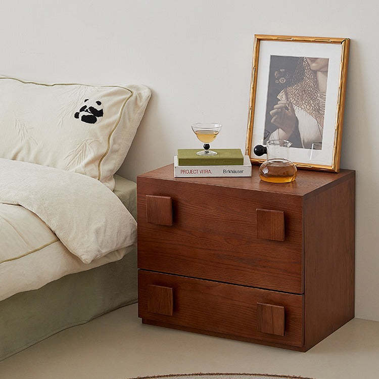 Vintage Wood 2-Drawer Side Table — Medium Antique Color