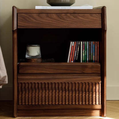 Scandinavian Black Walnut 2-Tier Nightstand