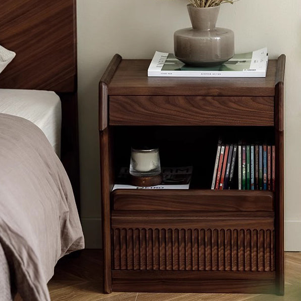 Scandinavian Black Walnut 2-Tier Nightstand