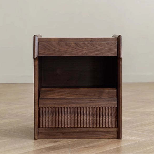 Scandinavian Black Walnut 2-Tier Nightstand