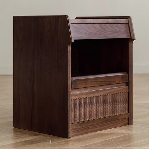 Scandinavian Black Walnut 2-Tier Nightstand