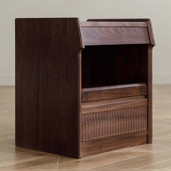 Scandinavian Black Walnut 2-Tier Nightstand