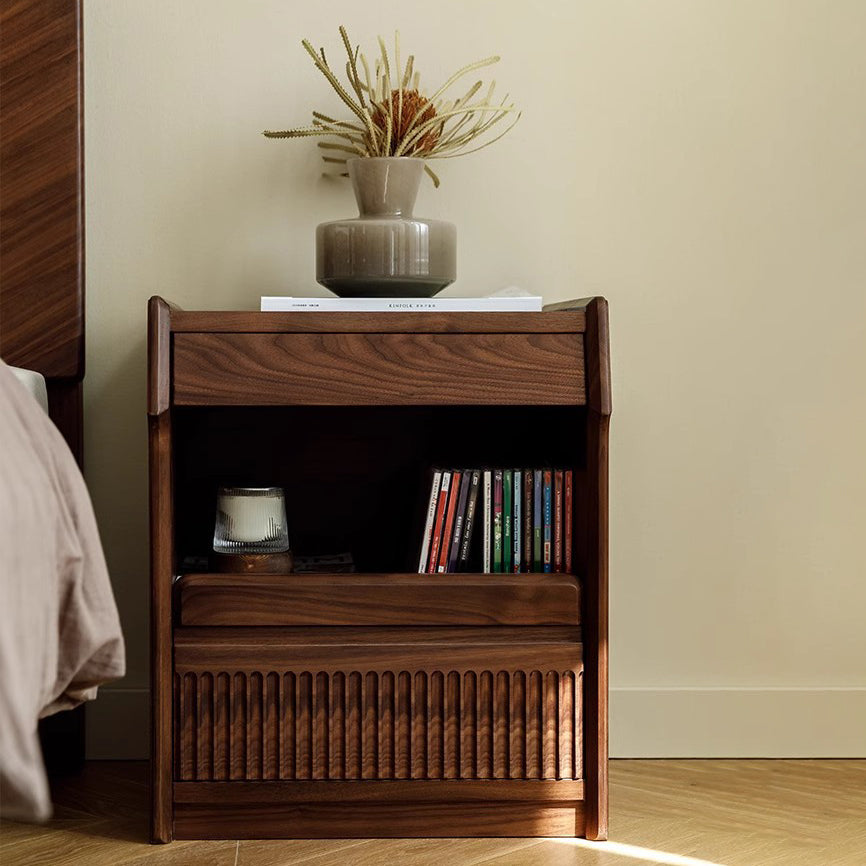 Scandinavian Black Walnut 2-Tier Nightstand