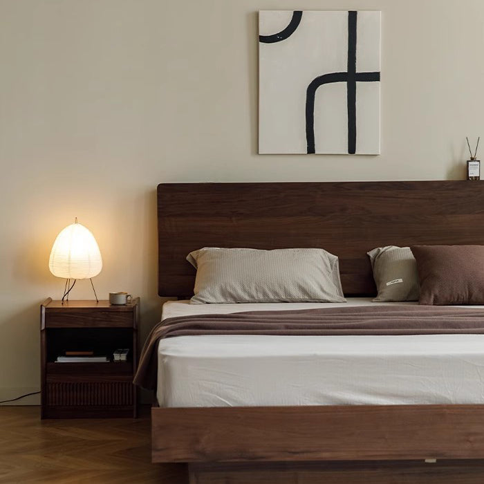 Scandinavian Black Walnut 2-Tier Nightstand