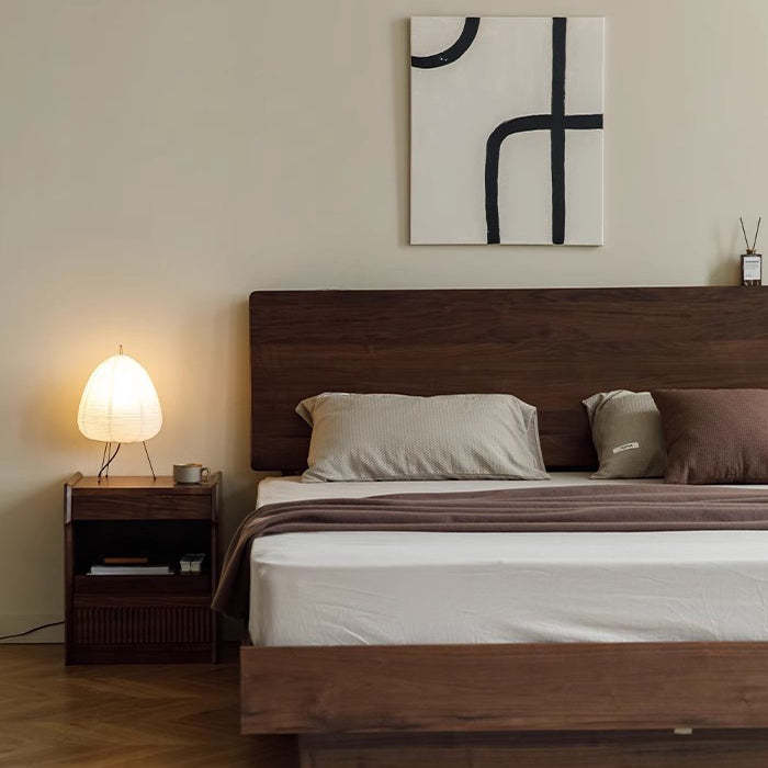 Scandinavian Black Walnut 2-Tier Nightstand