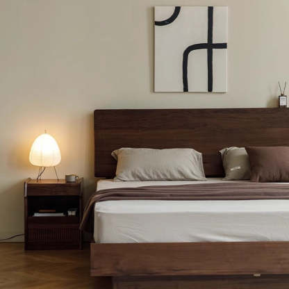 Scandinavian Black Walnut 2-Tier Nightstand