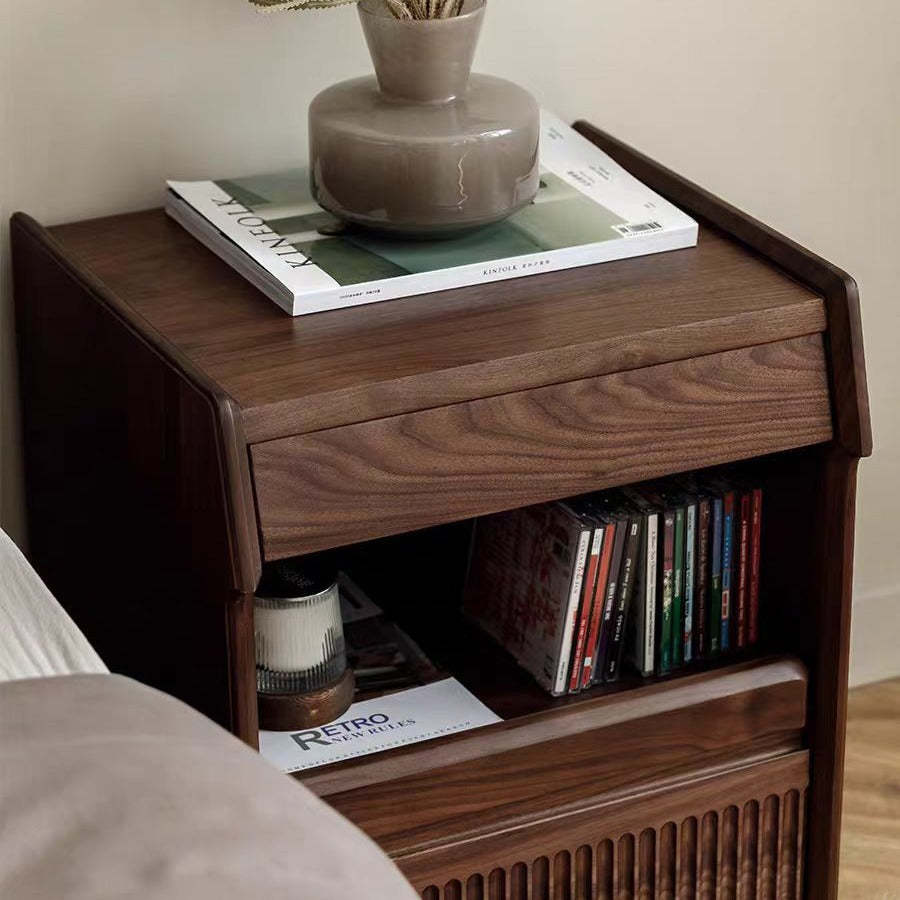 Scandinavian Black Walnut 2-Tier Nightstand