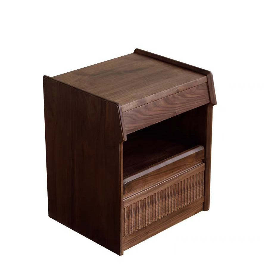 Scandinavian Black Walnut 2-Tier Nightstand