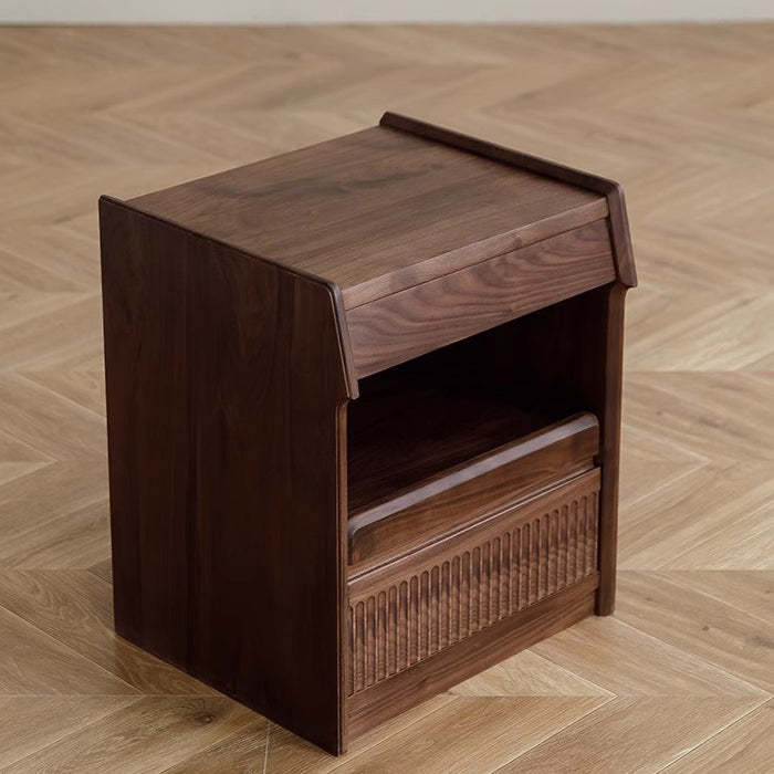 Scandinavian Black Walnut 2-Tier Nightstand
