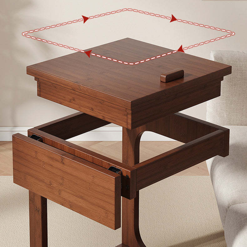 Vintage Bamboo C-Shaped 2-Tier Side Table