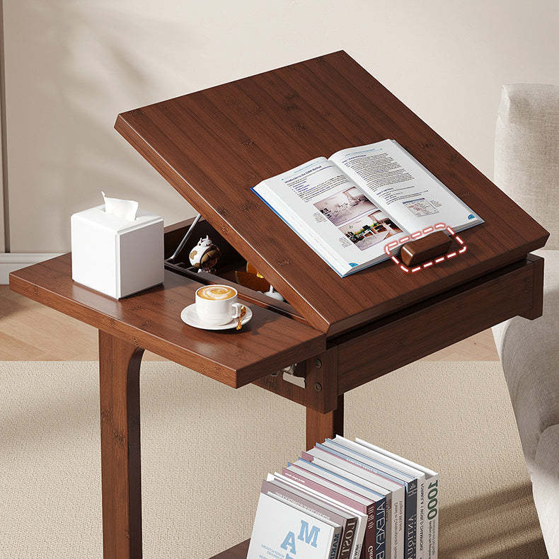 Vintage Bamboo C-Shaped 2-Tier Side Table