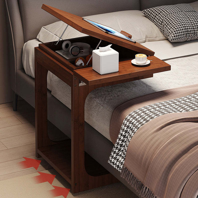Vintage Bamboo C-Shaped 2-Tier Side Table