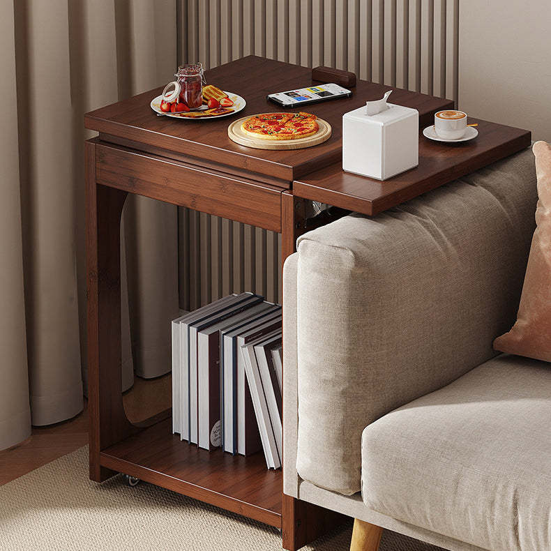Vintage Bamboo C-Shaped 2-Tier Side Table