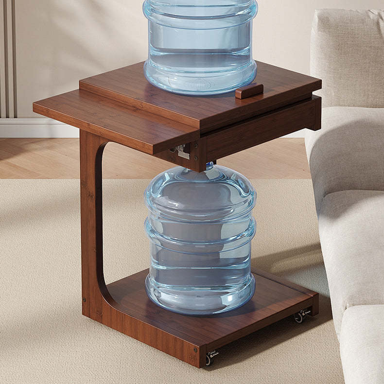 Vintage Bamboo C-Shaped 2-Tier Side Table
