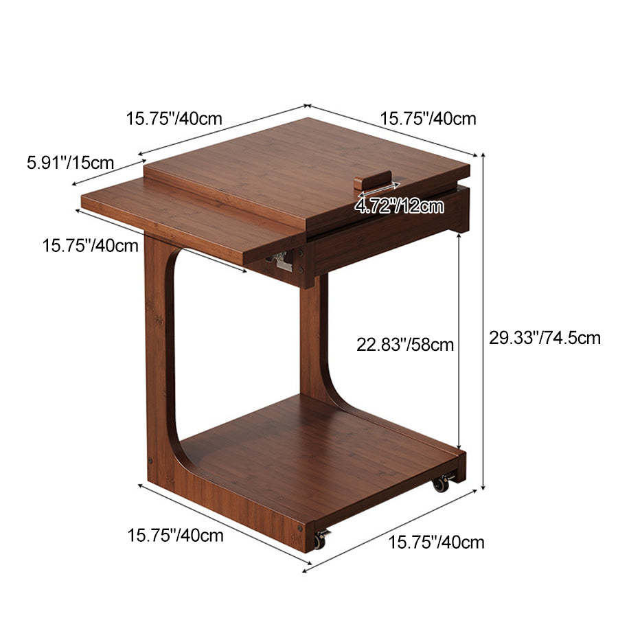Vintage Bamboo C-Shaped 2-Tier Side Table