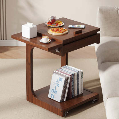 Vintage Bamboo C-Shaped 2-Tier Side Table