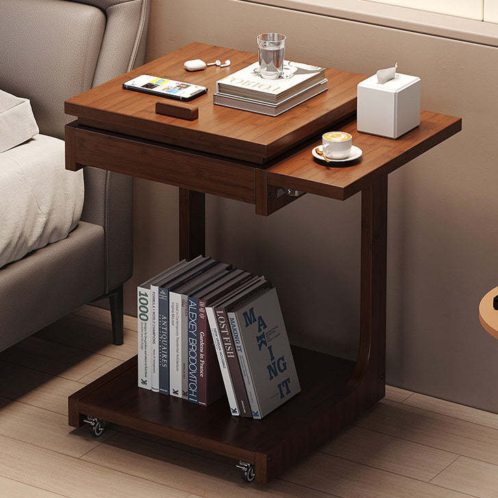 Vintage Bamboo C-Shaped 2-Tier Side Table
