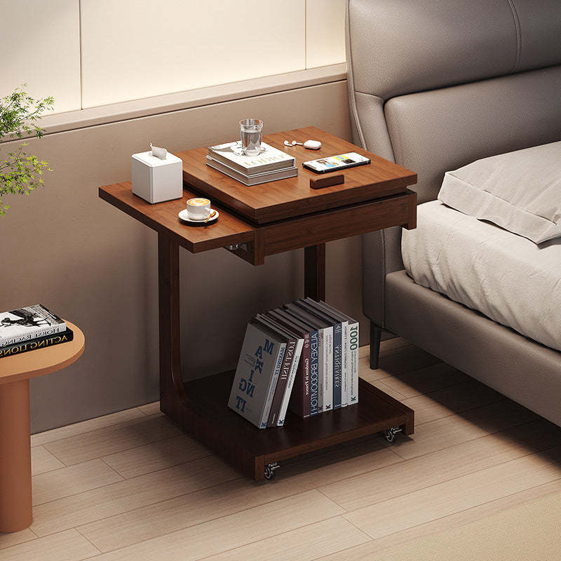 Vintage Bamboo C-Shaped 2-Tier Side Table