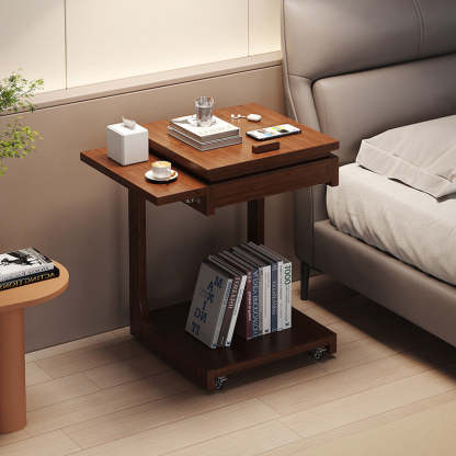 Vintage Bamboo C-Shaped 2-Tier Side Table