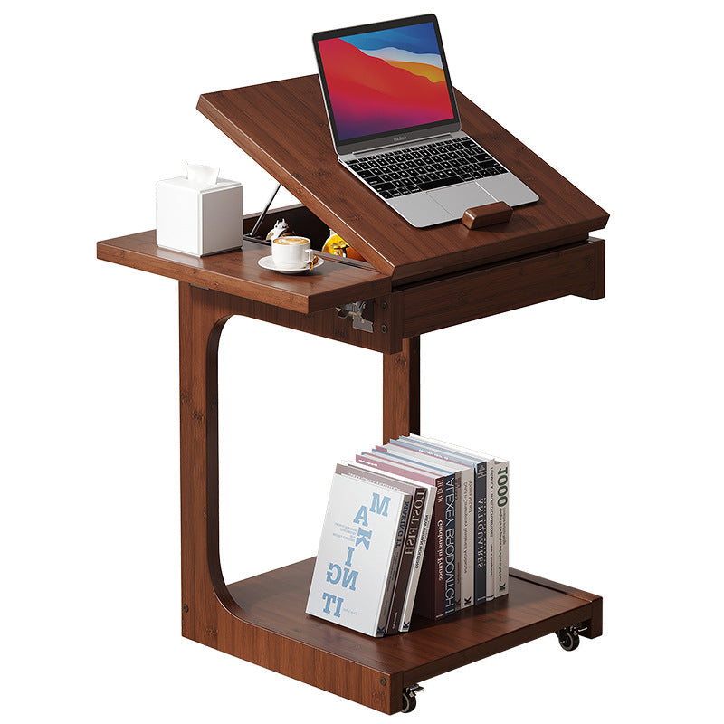 Vintage Bamboo C-Shaped 2-Tier Side Table
