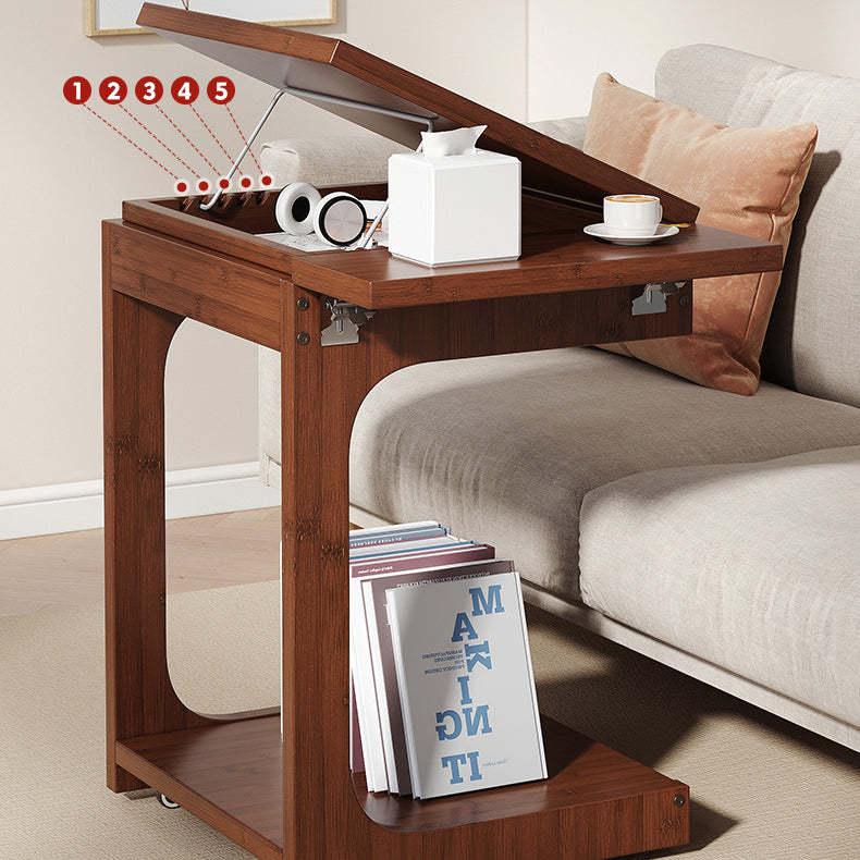 Vintage Bamboo C-Shaped 2-Tier Side Table