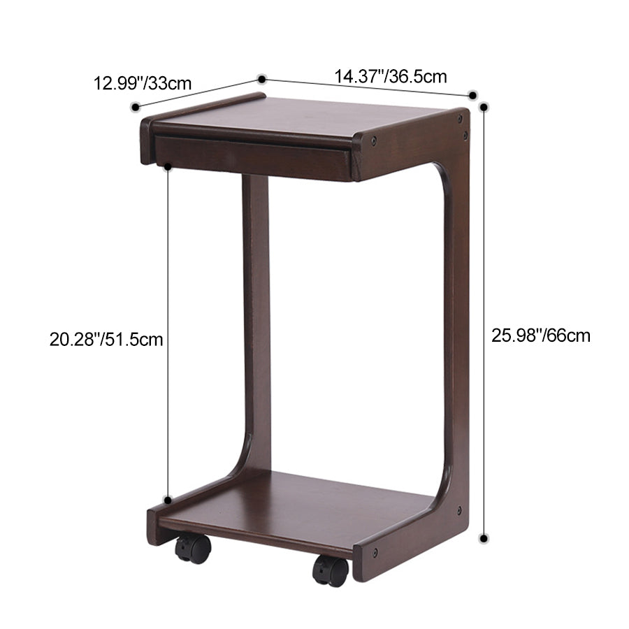 Contemporary Wood C-Shaped 2-Tier Side Table
