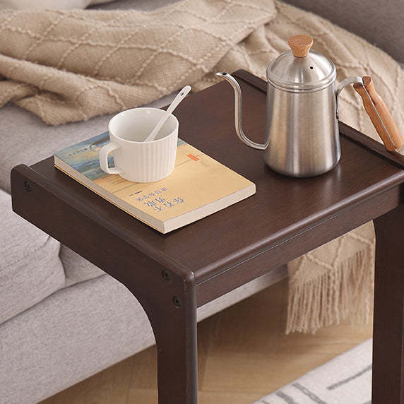 Contemporary Wood C-Shaped 2-Tier Side Table