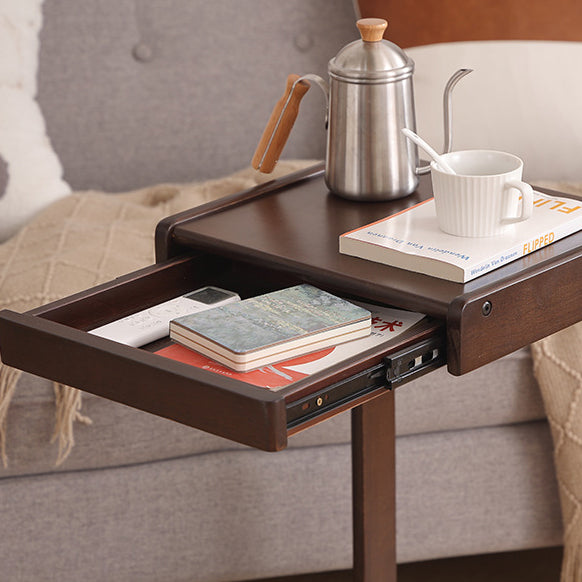 Contemporary Wood C-Shaped 2-Tier Side Table