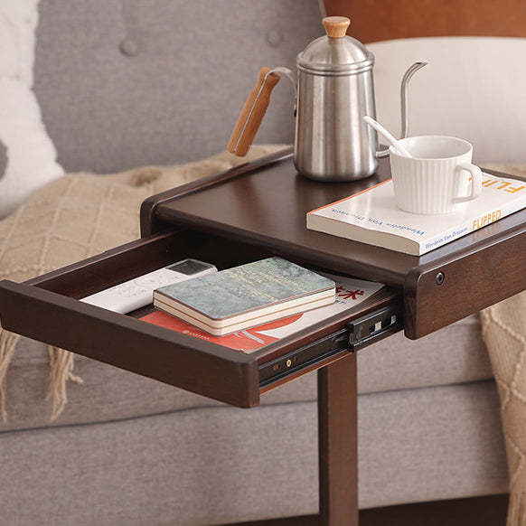 Contemporary Wood C-Shaped 2-Tier Side Table