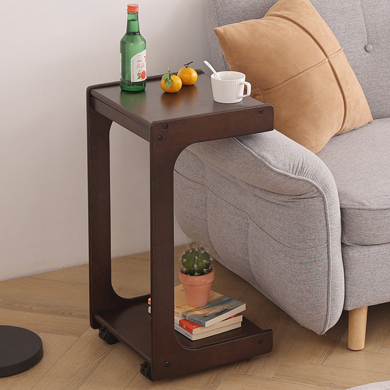 Contemporary Wood C-Shaped 2-Tier Side Table