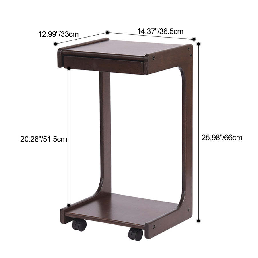 Contemporary Wood C-Shaped 2-Tier Side Table