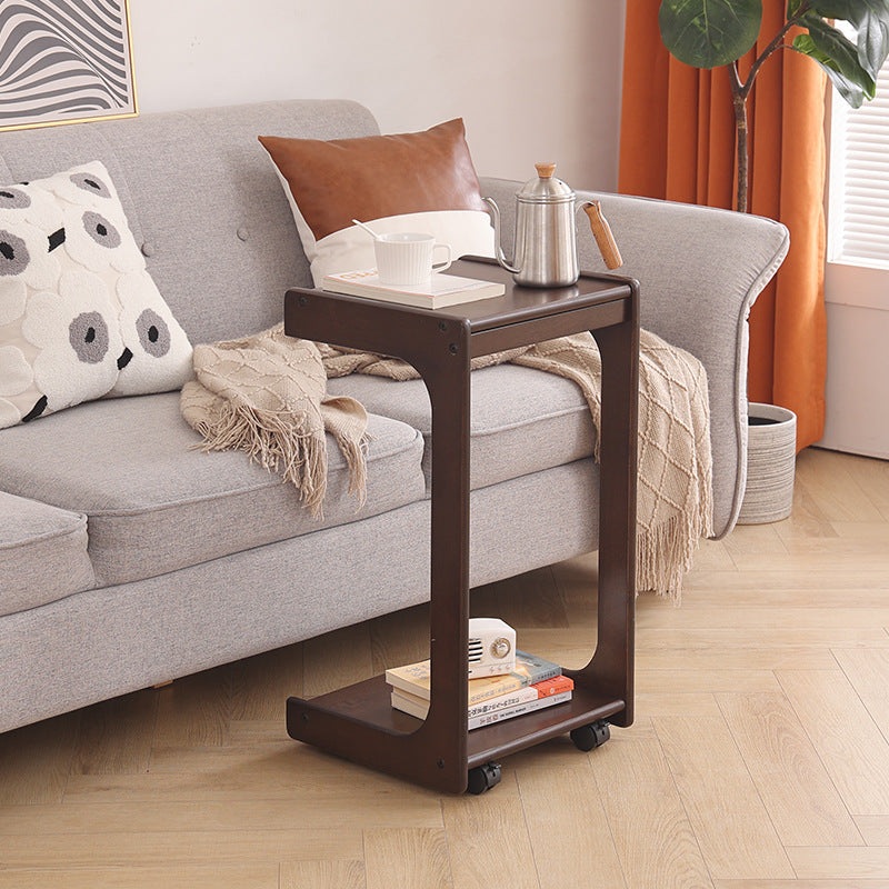 Lighom c-shaped 2-tier wood end & side tables for bedroom