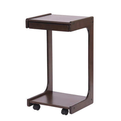 Contemporary Wood C-Shaped 2-Tier Side Table