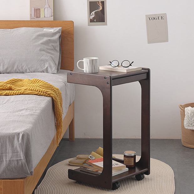 Contemporary Wood C-Shaped 2-Tier Side Table