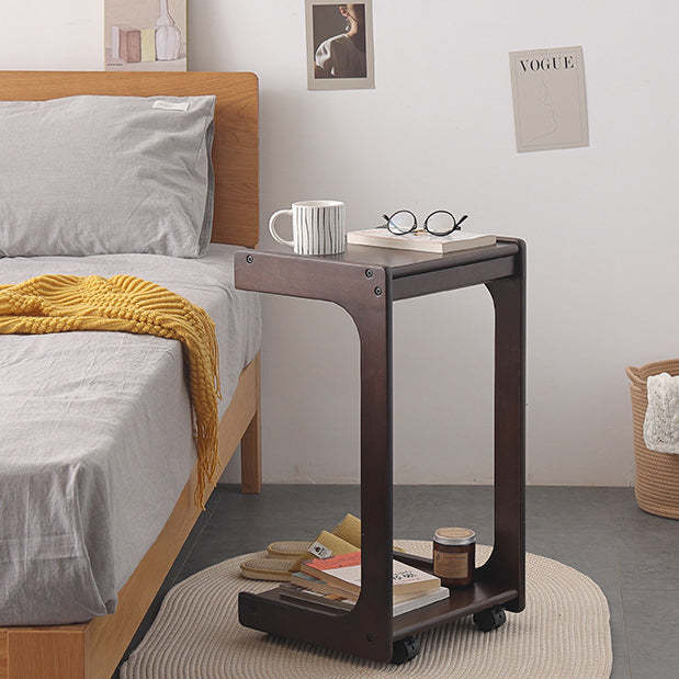 Contemporary Wood C-Shaped 2-Tier Side Table